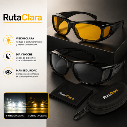 RutaClara - Lentes 2x1 día y noche antirreflejo para conducir, con estuche y paño de limpieza - TodoFullChile-Tienda