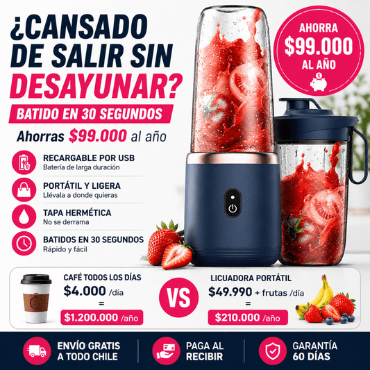 Licuadora Portátil USB 400ml – Batidos en 60 Segundos, Donde Quieras - TodoFullChile-Tienda